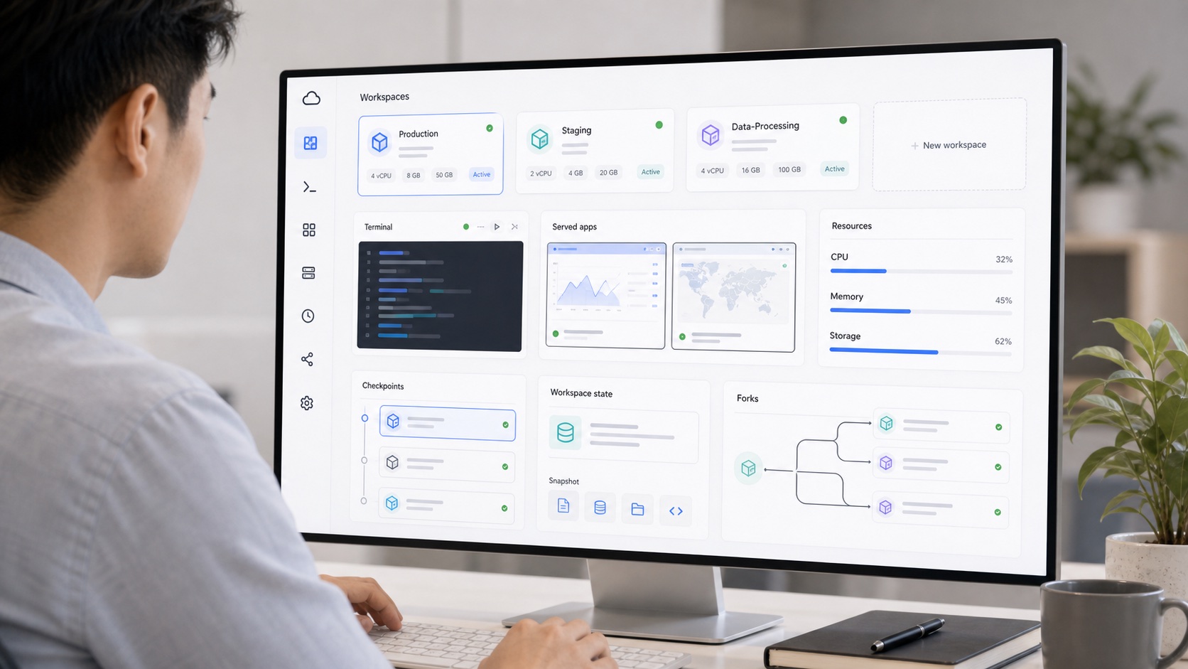 Spacetime workspaces interface screenshot